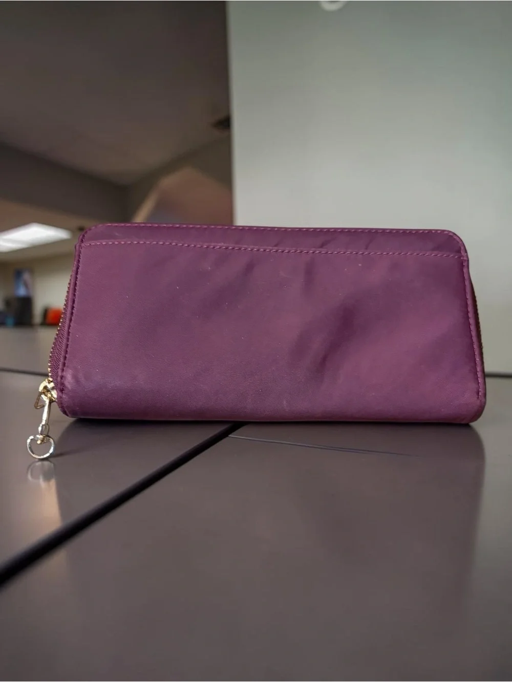 kate spade Plum Zip-Around Wallet with Gold Hardware